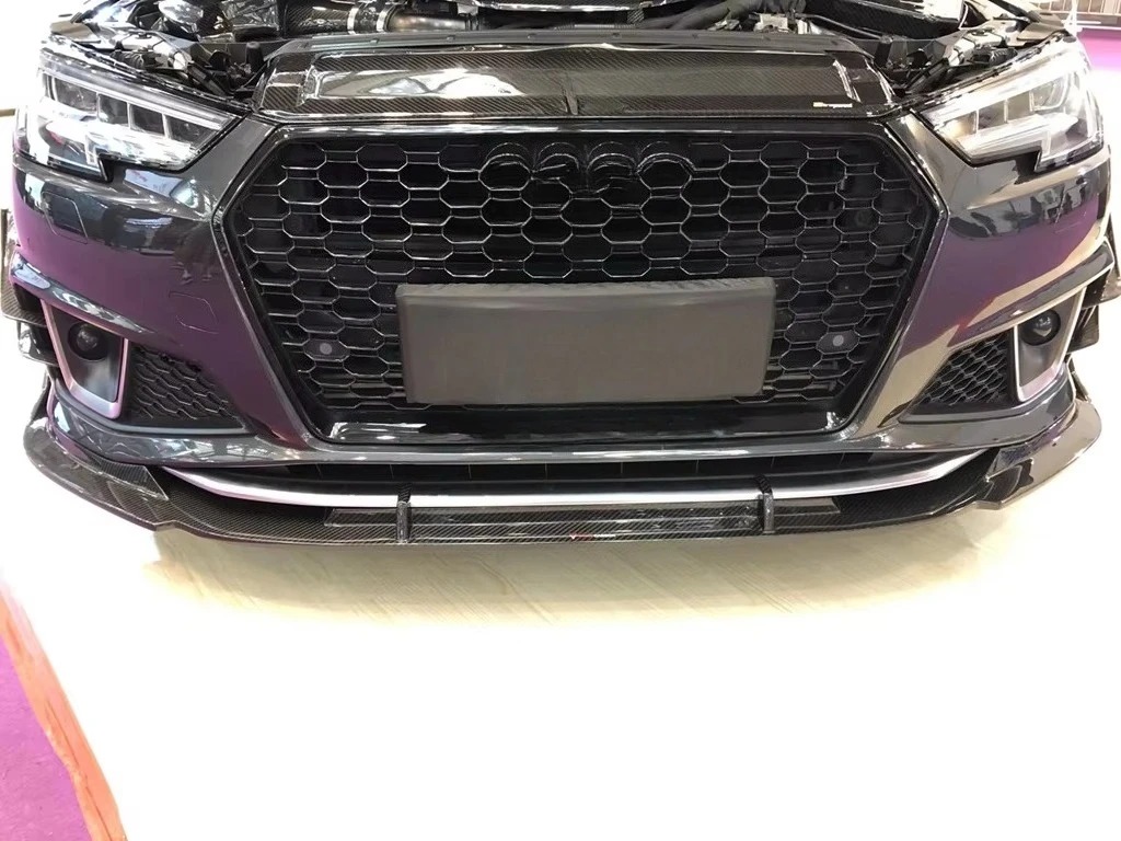 Dry Carbon Fiber High Quality Car Front Bumper Lips Wing Splitter Front Lip for  A4 S4 B9 2017-2019